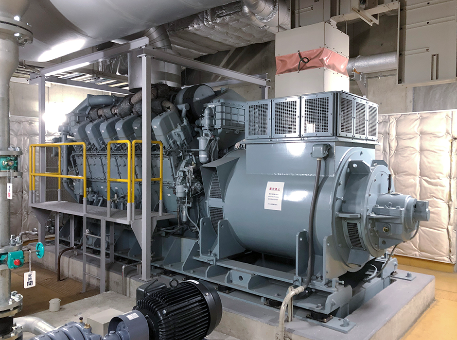 発電設備　予備電源として使用　水練り保温材・石綿布を使用